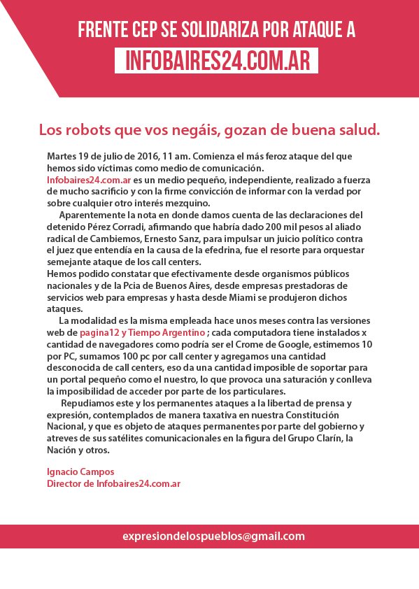 Repudiamos agresión a Infobaires 24