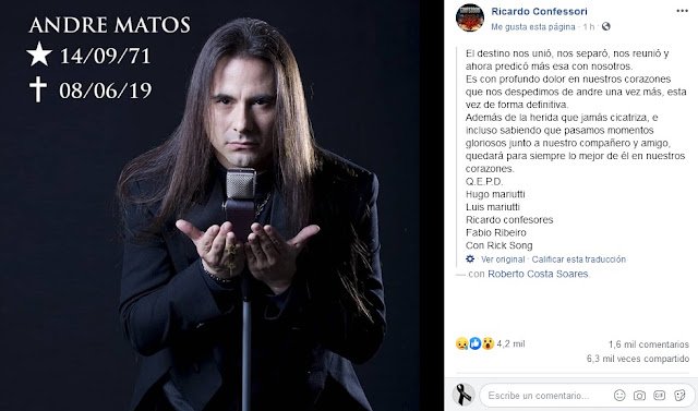 Murió Andre Matos, vocalista de Shaman