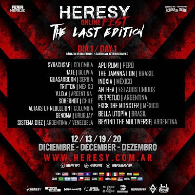 Mañana comienza la última travesía Heresy Fest The Last Edition