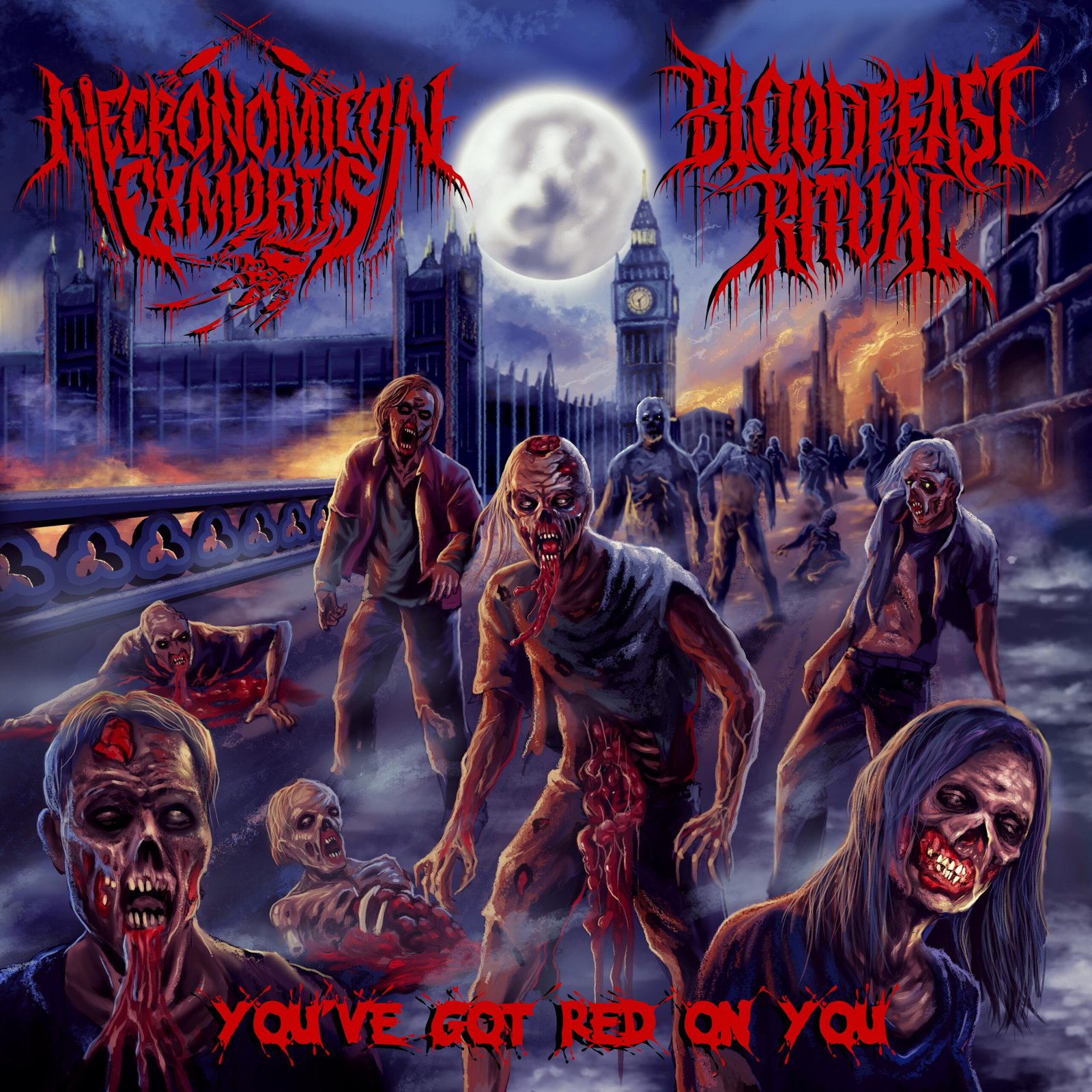 «You’ve got red on you», el esperado álbum split de Necronomicon ex Mortis y Bloodfeast Ritual