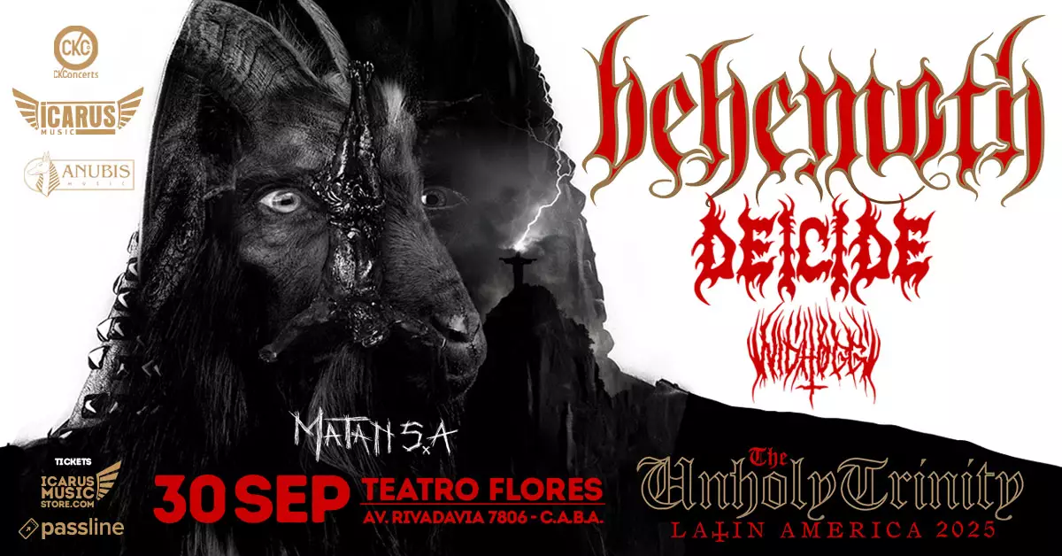 Behemoth, Deicide y Nidhogg se presentarán en El Teatro Flores como parte de la devastadora gira «The Unholy Trinity Latin America 2025»