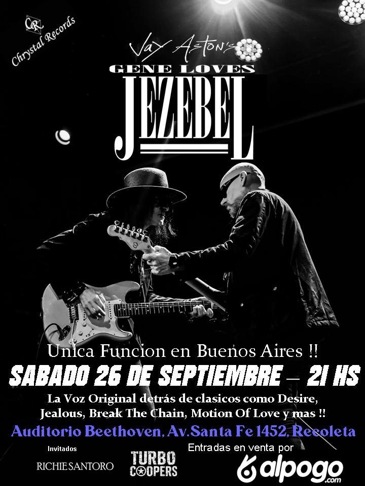 Se reprogramó el concierto de Jay Aston’s Gene Loves Jezebel